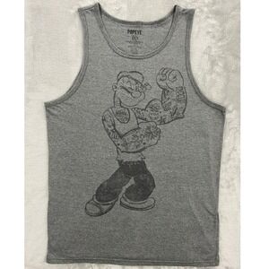 Popeye Tattoo Graphic Tank Top Mens Large Grey Retro Muscle Tee 2019 ST10179CM